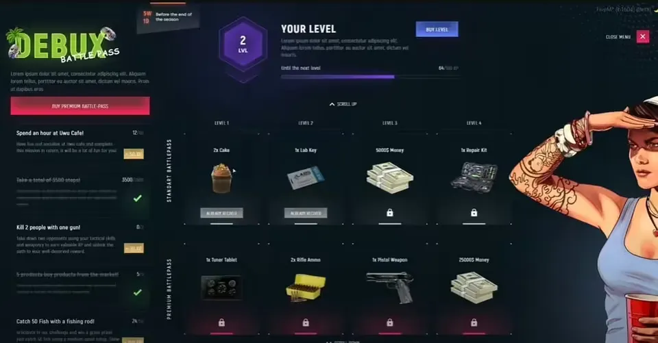 Debux Battlepass (ESX/QB) Prévia de recursos do FiveM
