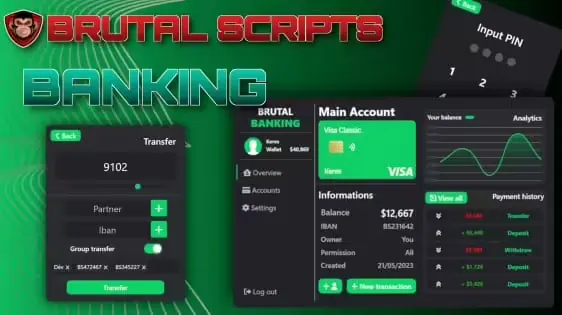 Aperçu des ressources FiveM pour Brutal Banking (ESX/QB)