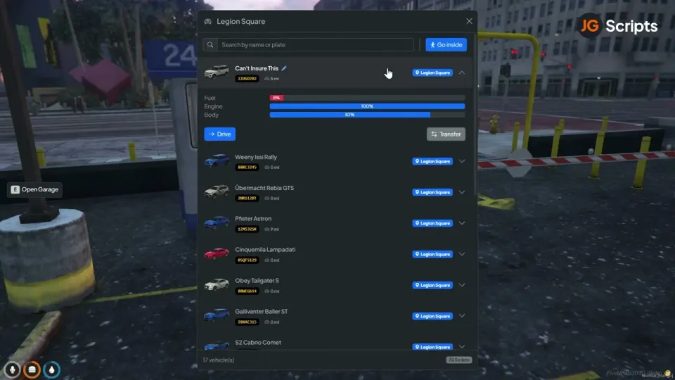 JG Advanced Garages FiveM Ressourcen-Vorschau 3