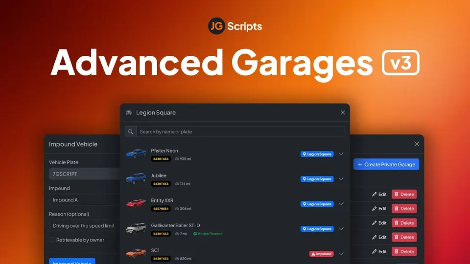 JG Advanced Garages FiveM Ressourcenvorschau