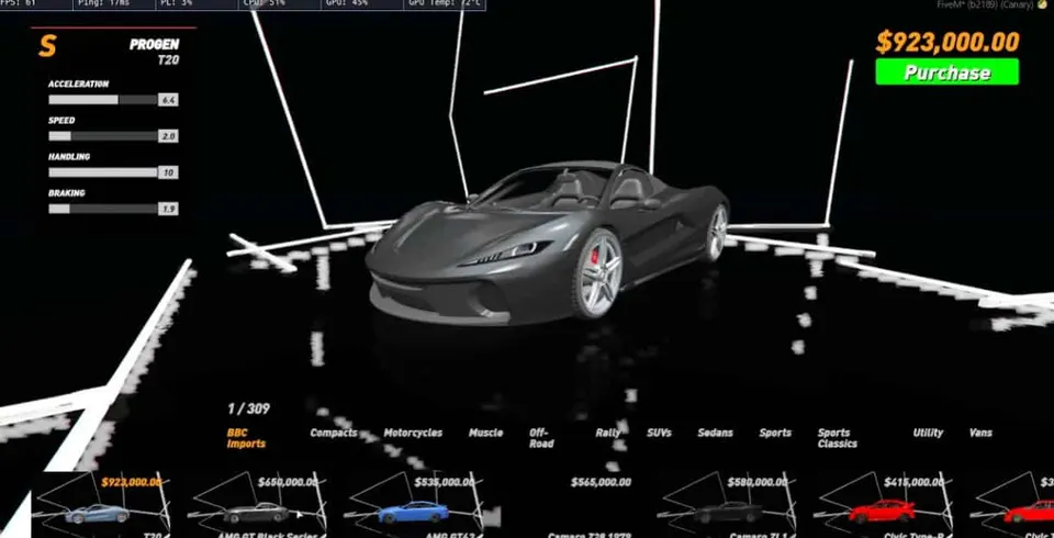 NoPixel v3 Showroom Vehicle Shop (ESX/QB) FiveM resource preview